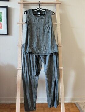 Bali Two-Piece Olive Green Sleeveless Jumpsuit with Drawstring Waist